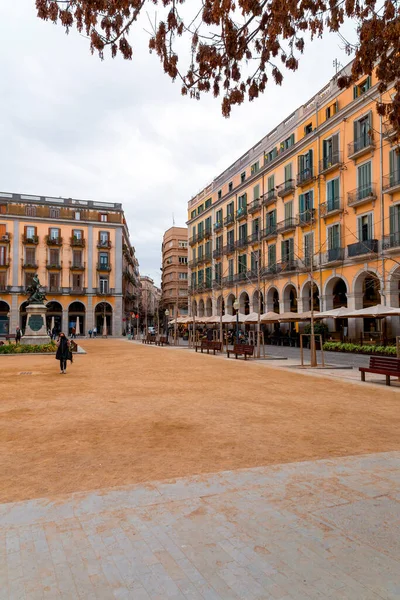 Girona Katalonia Hiszpania Feb 2022 Placa Independencia Jest Placem Publicznym — Zdjęcie stockowe