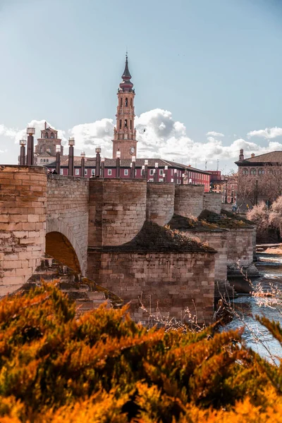 Zaragoza Spain Лютого 2022 Кам Яний Міст Puente Piedra Іспанською — стокове фото