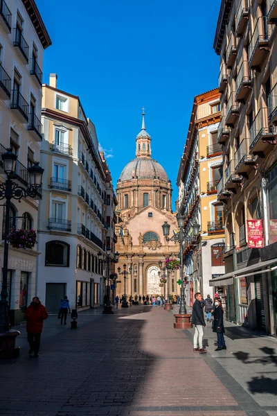 Zaragoza Spanje Februari 2022 Calle Alfonso Een Hoofdstraat Het Historische — Stockfoto