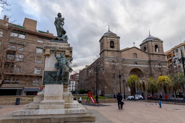 Zaragoza Spanien Februari 2022 Monumentet Augustina Raimunda Maria Saragossa Domenech — Stockfoto