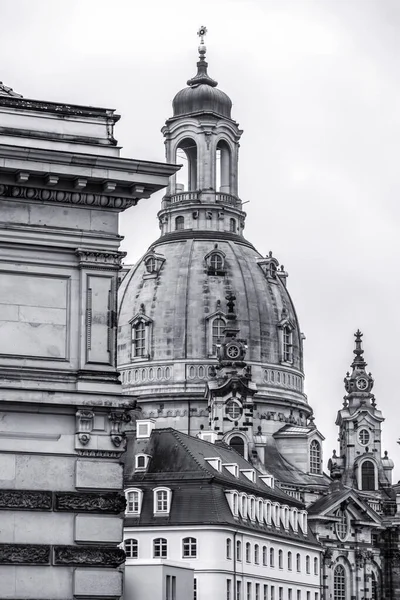 Frauenkirche Neumarkt Oude Binnenstad Van Dresden Saksen Duitsland Barokke Structuur — Stockfoto