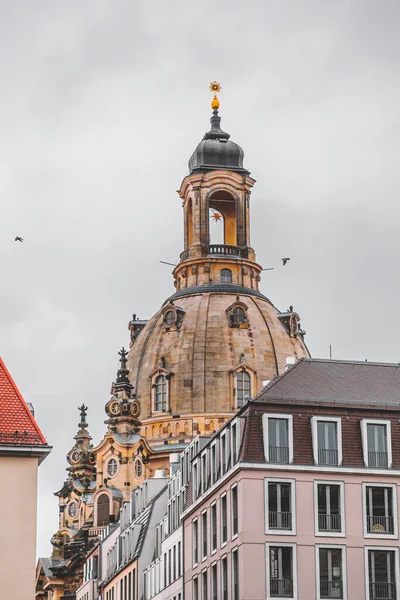 Frauenkirche Neumarkt Cidade Velha Dresden Saxônia Alemanha Estrutura Barroca Apresenta — Fotografia de Stock