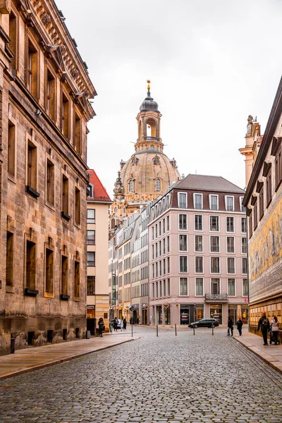 Дрезден Германия Декабря 2021 Года Фрауенкирхе Ноймаркте Старом Городе Дрездена — стоковое фото