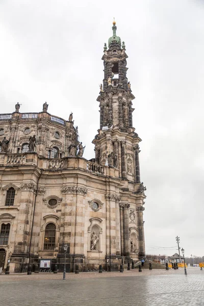 Dresden Germany December 2021 Exterior View Cathedral Holy Trinity Katolische — Fotografia de Stock