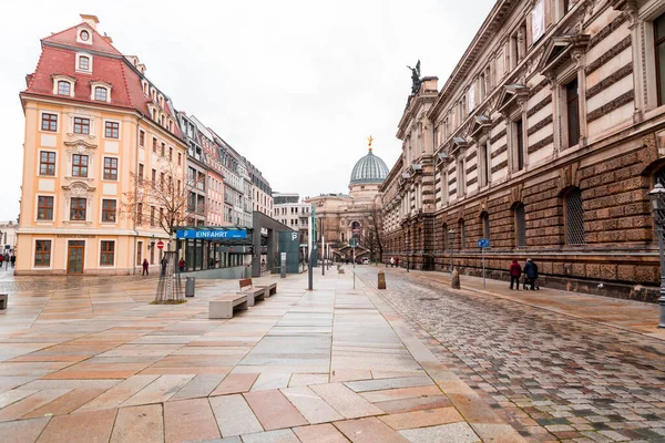 Dresde Alemania Diciembre 2021 Vista Panorámica Del Invierno Día Lluvioso — Foto de Stock