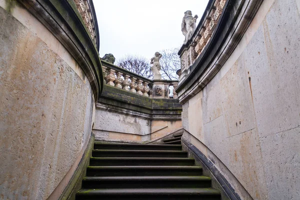 Old Stone Stairway Winter Day Dresden Old Town Streets Altstadt — Stock Photo, Image