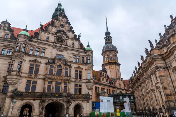 Dresden Germany December 2021 Hausmannsturm Tower Dresden Cathedral Catholic Court — Φωτογραφία Αρχείου