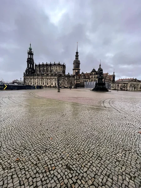 Dresden Germany December 2021 Exterior View Cathedral Holy Trinity Katolische — Foto de Stock