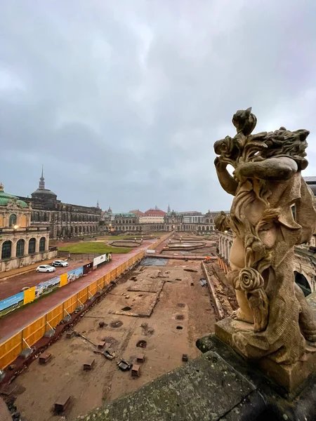 Дрезден Німеччина Грудня 2021 Відновлення Працює Резиденції Дрездені Столиці Саксонії — стокове фото