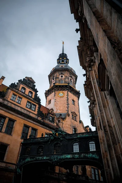 Dresden Germany December 2021 Hausmannsturm Tower Dresden Cathedral Catholic Court — Stok fotoğraf