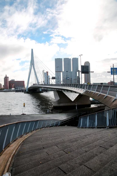 Rotterdam Netherlands October 2021 Erasmus Bridge Maas Meuse River Rotterdam — Stock Fotó