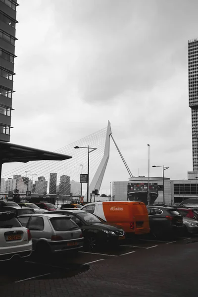Rotterdam Nederländerna Oktober 2021 Erasmus Bridge Över Maas Eller Meuse — Stockfoto