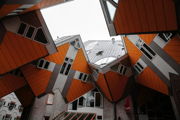 Rotterdam Ptu 2021 Cube Houses Kubuswoningen Holandês Conjunto Inovador Apartamentos — Fotografia de Stock
