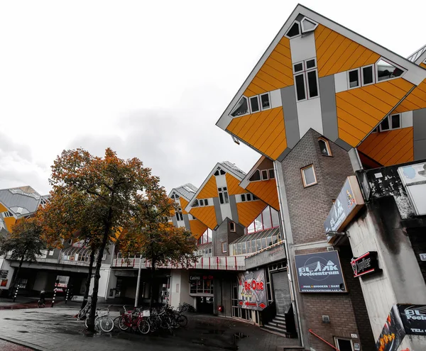 Rotterdam Ptu 2021 Cube Houses Kubuswoningen Holandês Conjunto Inovador Apartamentos — Fotografia de Stock