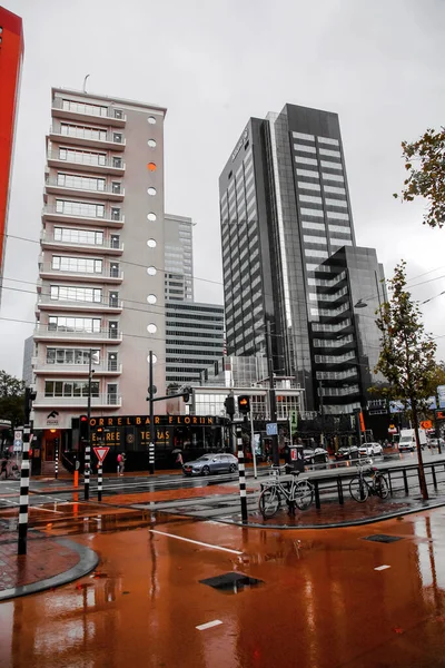 Rotterdam Netherlands October 2021 Street View Modern Architecture Business Towers — Stock Photo, Image