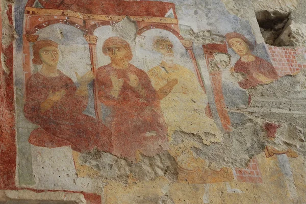Staré fresky na stěně Mikulášská církve, demre — Stock fotografie
