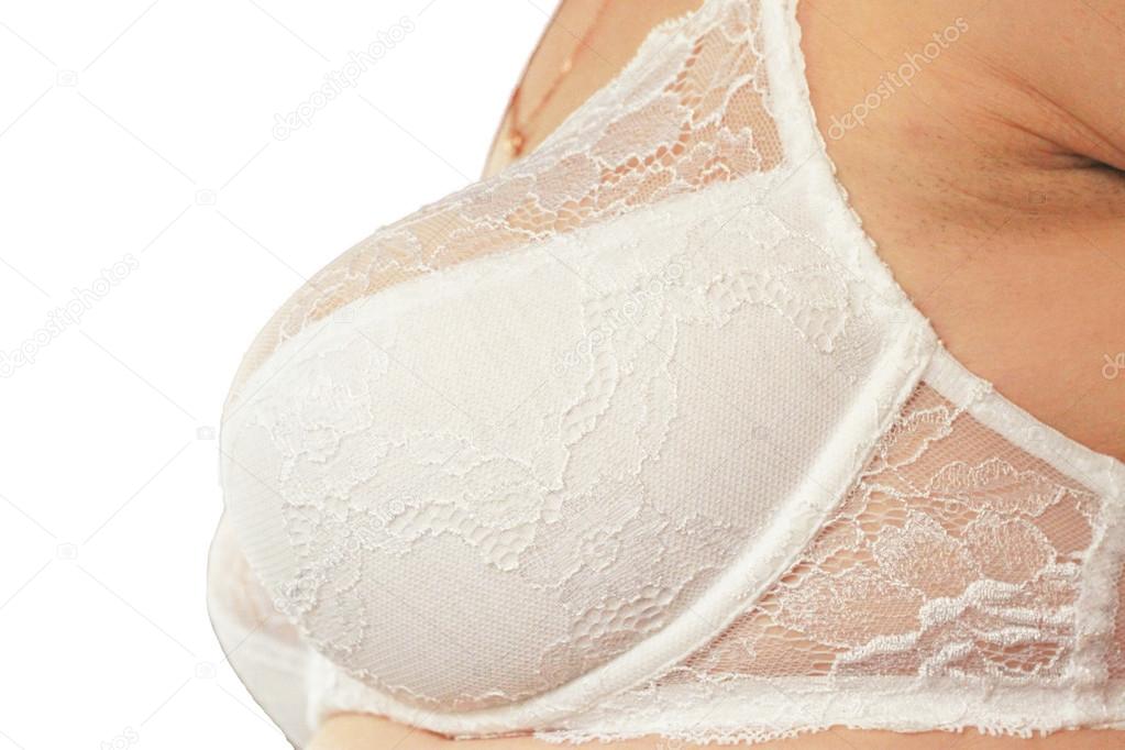 Breast of adult woman isolated on the white background