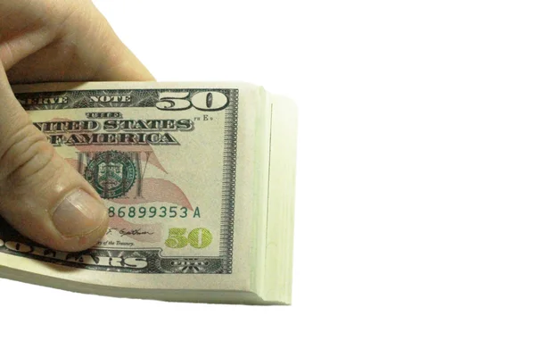 Montones de dólares de papel EE.UU. en el fondo blanco —  Fotos de Stock