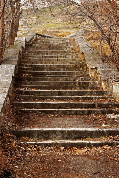 Alte Steintreppe führt in Herbstpark hinauf — Stockfoto
