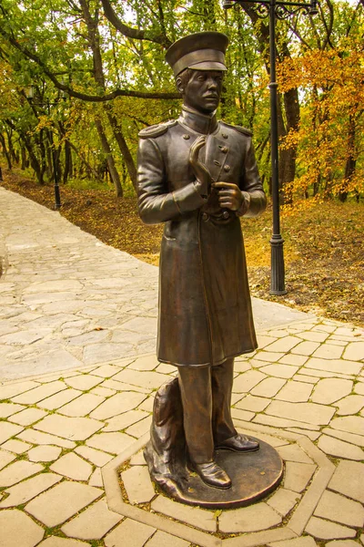 Statue Pechorin Emanuel Park Pyatigorsk Russian Federation Oct 2020 — Stock Photo, Image