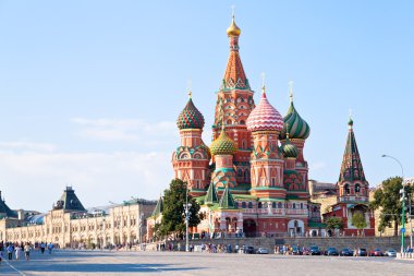 Red Square with Vasilevsky descent in Moscow clipart
