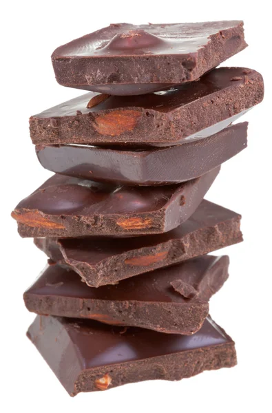 Pieces of chocolate with nuts — Stock Photo, Image