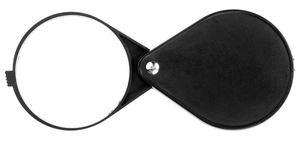 Black folding magnifier loupe isolated on white