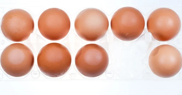 Eleven brown chicken eggs — Stock Photo, Image