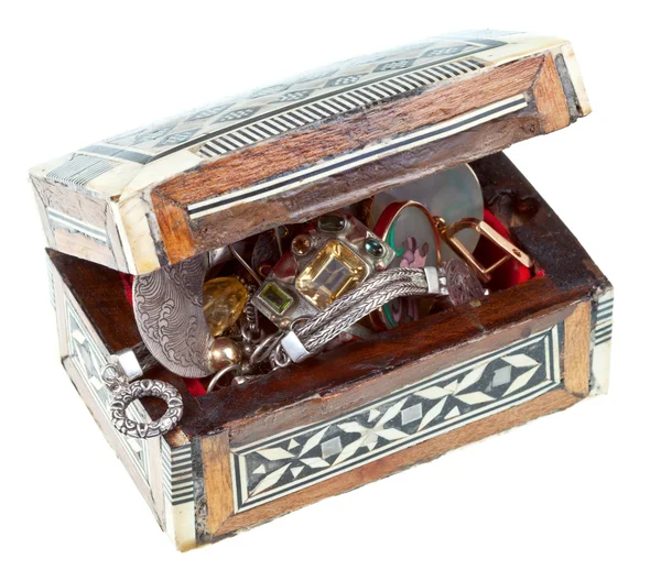 Treasure chest with jewels — Stock Photo, Image