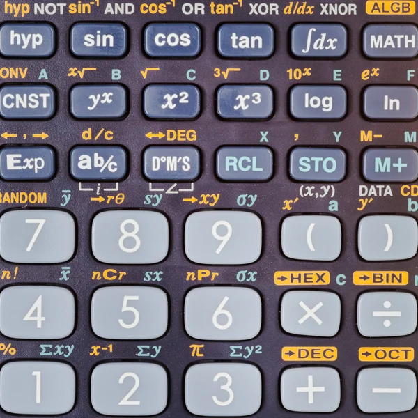 Birçok matematiksel fonksiyonları ile bilimsel hesap makinesi — Stok fotoğraf