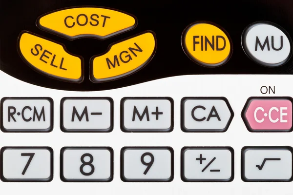 Kosta, sälja, marginal nycklar finansiella miniräknare — Stockfoto