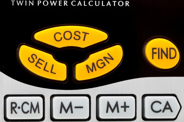 Kosten, verkopen, marge sleutels van financiële calculator — Stockfoto