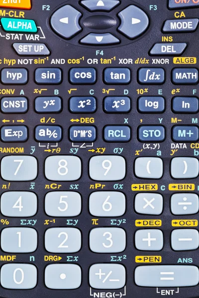 Scientific calculator with many mathematical functions — Stock Photo, Image