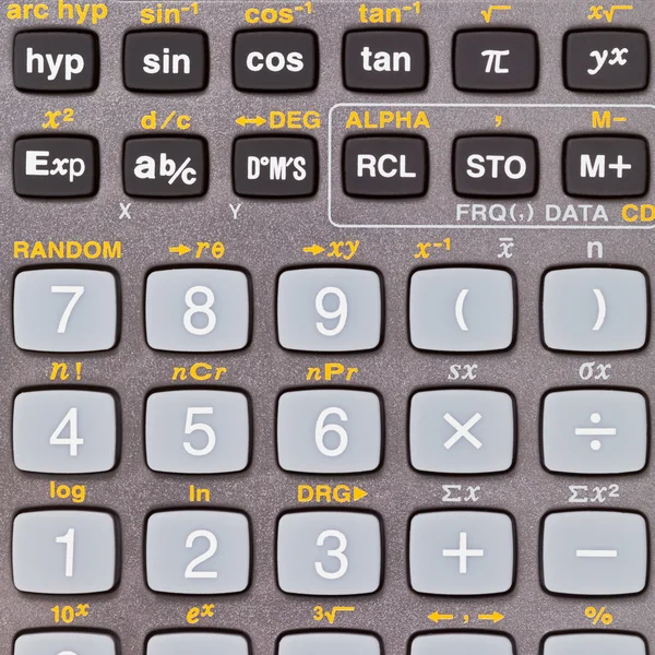 Sleutels van wetenschappelijke calculator met wiskundige functies — Stockfoto