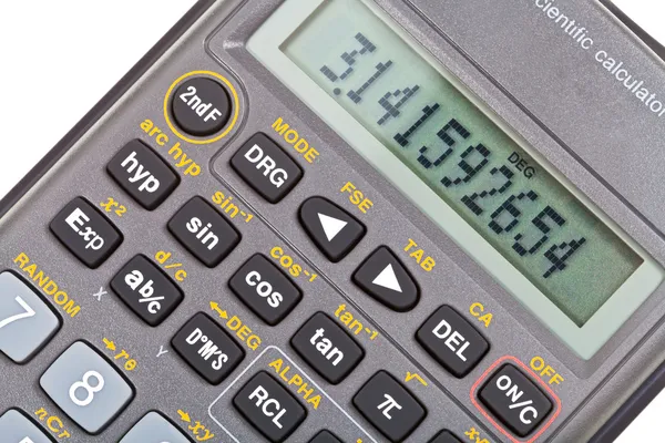 Display of scientific calculator with mathematical functions — Stock Photo, Image