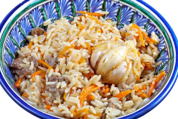 Tradicional asiático pilaf con ajo — Foto de Stock