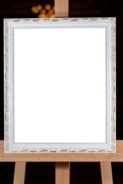 Silver wooden picture frame — Stock Photo, Image