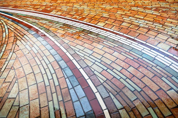 Wet pied brick pavement — Stock Photo, Image