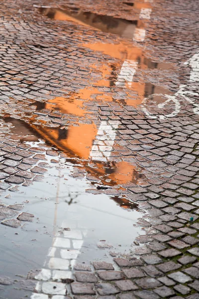 Rainy autumn puddle — Stock Photo, Image
