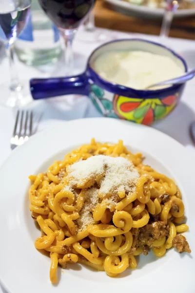Fresh made bolognese pasta cavatappi — Stock Photo, Image