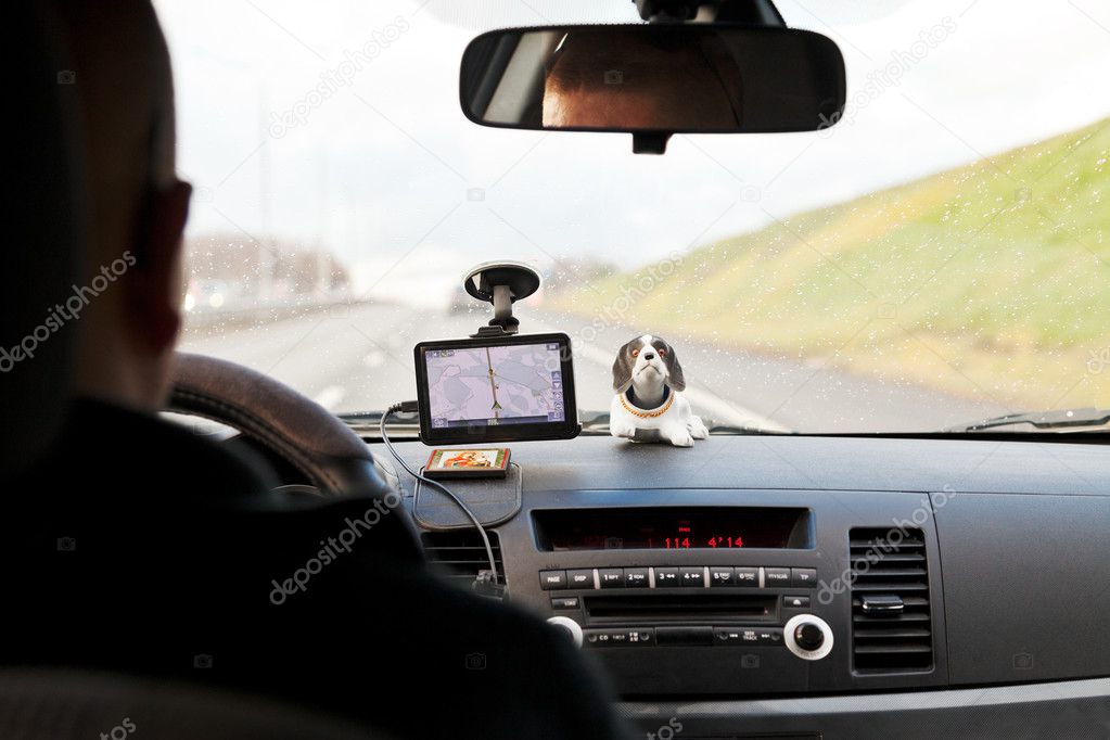 Driving car with GPS Navigator