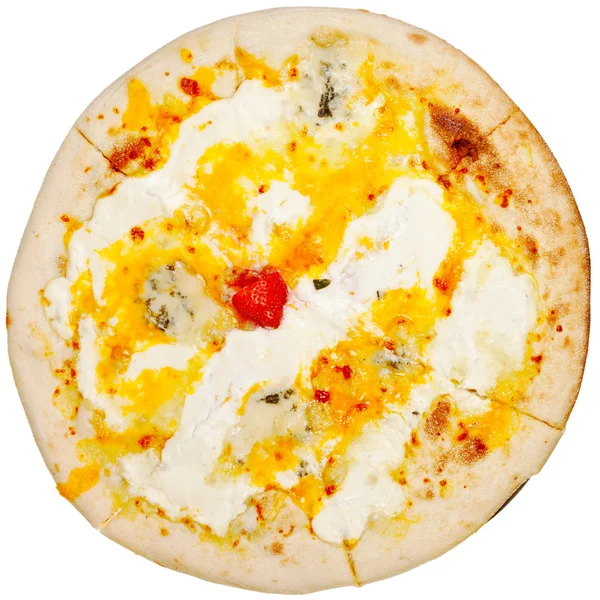Von oben italienische Pizza quatro formaggi — Stockfoto