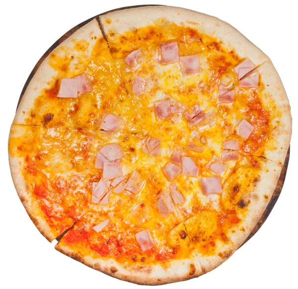 Vista dall'alto della pizza italiana con prosciutto cotto — Foto Stock