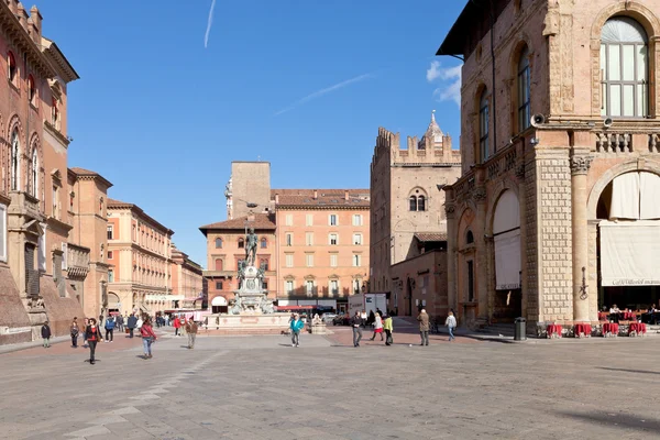 Panorama Placu piazza del nettuno w Bolonii — Zdjęcie stockowe