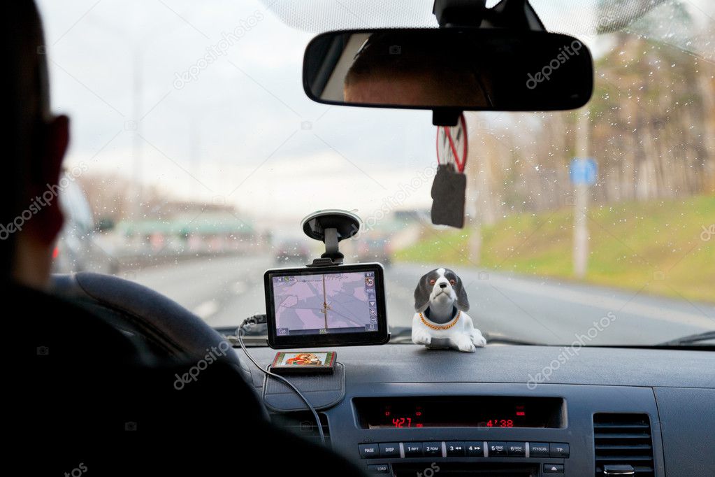 Driving car with GPS Navigato