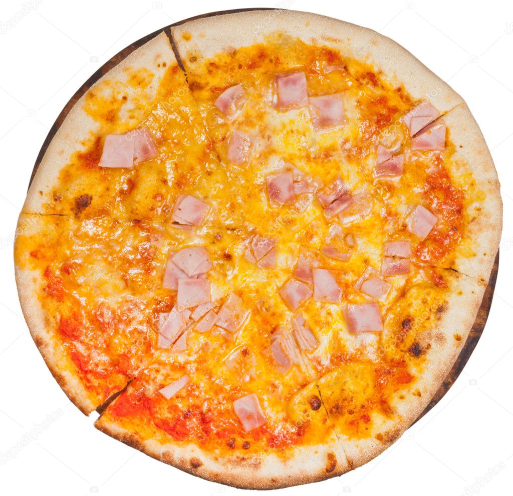 Top view of italian pizza with prosciutto cotto