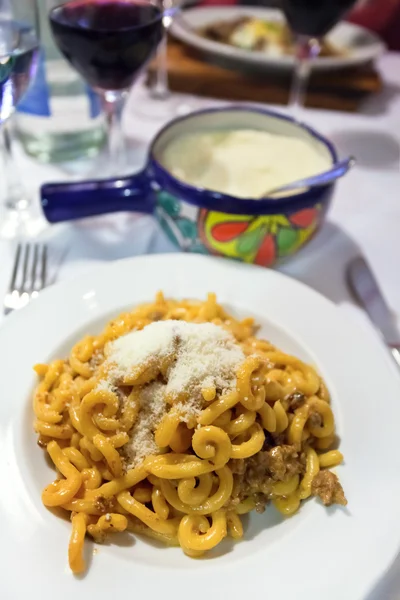 Fresh made bolognese pasta cavatappi — Stock Photo, Image