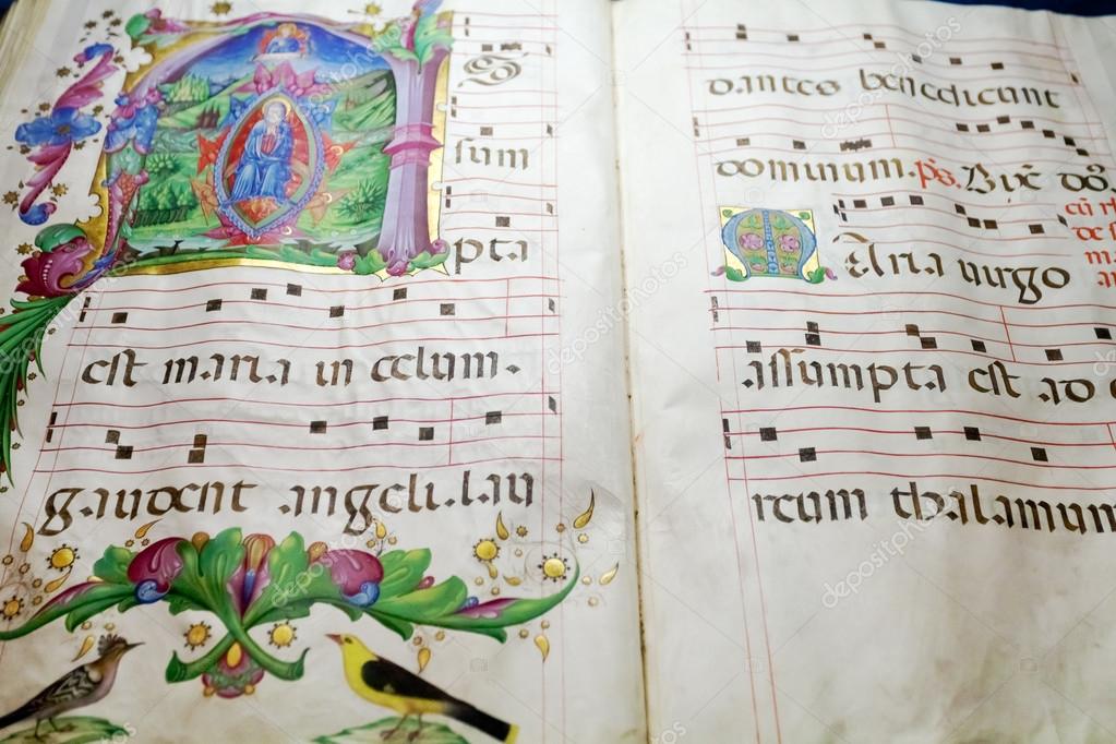 Medieval folio with choral note