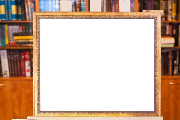 Witte doek van afbeeldingsframe op ezel — Stockfoto