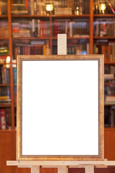 Simple picture frame on easel with clipping path — Stock Photo, Image
